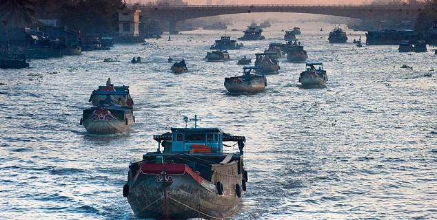 Boats on the Mekong Delta