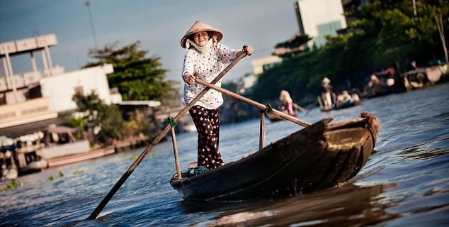 Sampan on the Mekong Delta